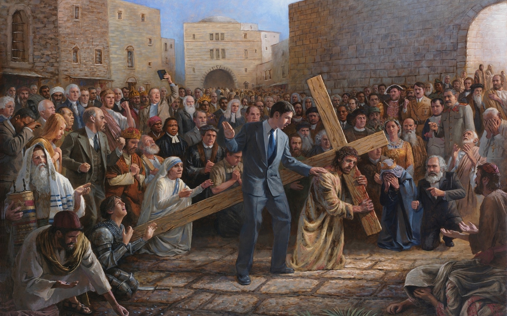 कई समूह धर्म वयस्क महिला आदमी भीड़ समारोह पहनने बच्चे ईस्टर दृश्य भगवान