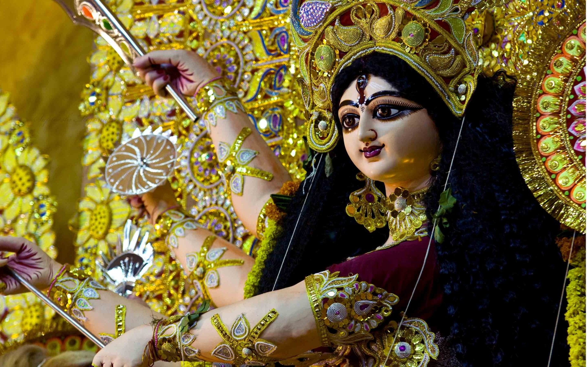 कार्टून आभूषण सोना कला पारंपरिक रंग त्योहार उज्ज्वल संस्कृत दुर्गा देवी पृष्ठभूमि अजेय