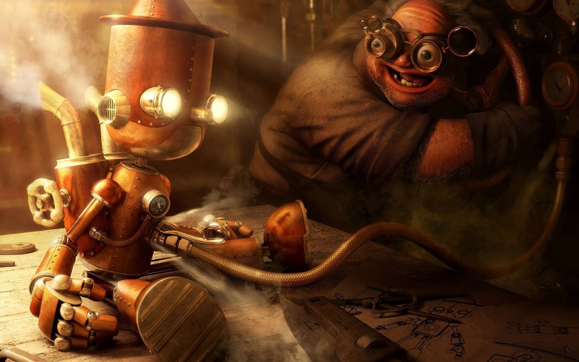 आदमी एक बंदूक पिस्तौल स्टीमपंक